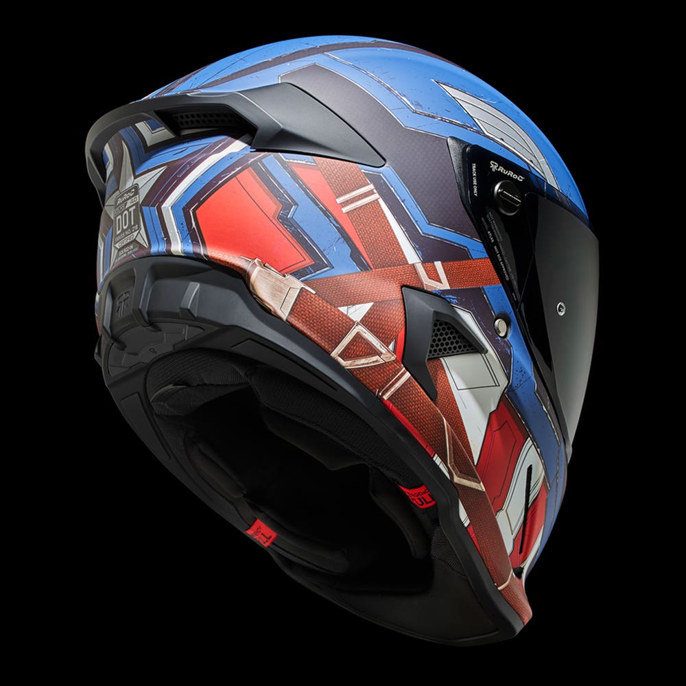 Ruroc, ATLAS 4.0 CARBON Captain American, Full Face Bluetooth Motorcycle  Helmet