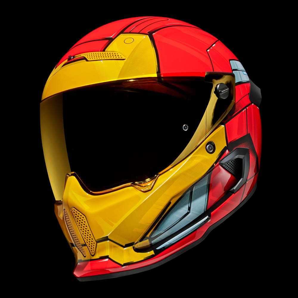 Personnalité Noire Mate Iron Man Moto Casque - Modular Flip Casque Route  Course Cross Country Jeu Flip Open Face Masque,M